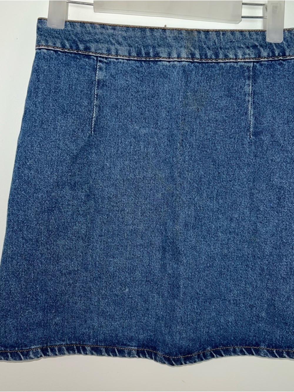 ASOS Blue Denim Wrap Mini Skirt Snap Front Y2K 90’s Casual Size US 4 NWT - Picture 5 of 13